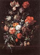 RUYSCH, Rachel Still-Life with Bouquet of Flowers and Plums af Spain oil painting artist